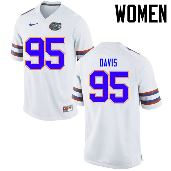 Women Florida Gators #95 Keivonnis Davis College Football Jerseys Sale-White - Click Image to Close
